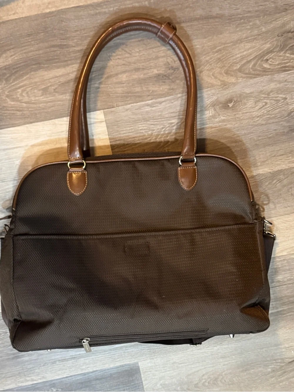 Chaps Brown Unisex Travel Tote Bag with Leather Trim